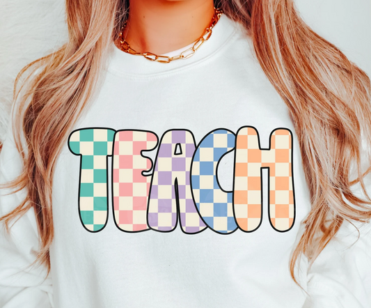 Checkered Teach Crewneck